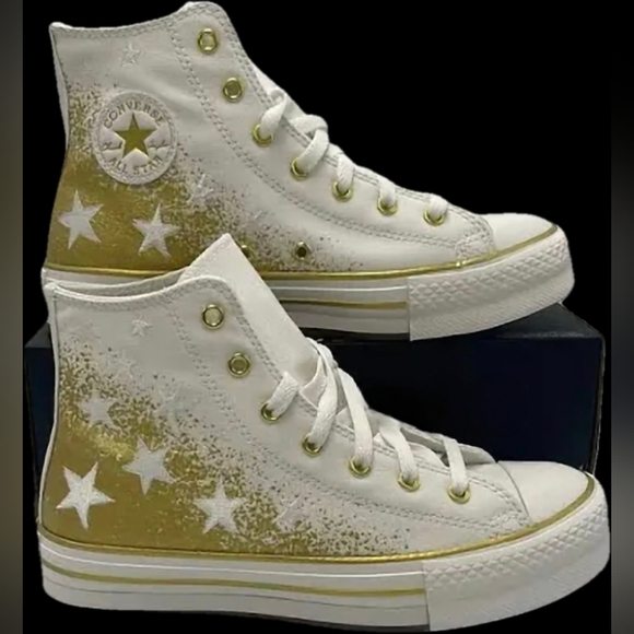 Converse Shoes - Converse White & Gold Star High Top Sneakers